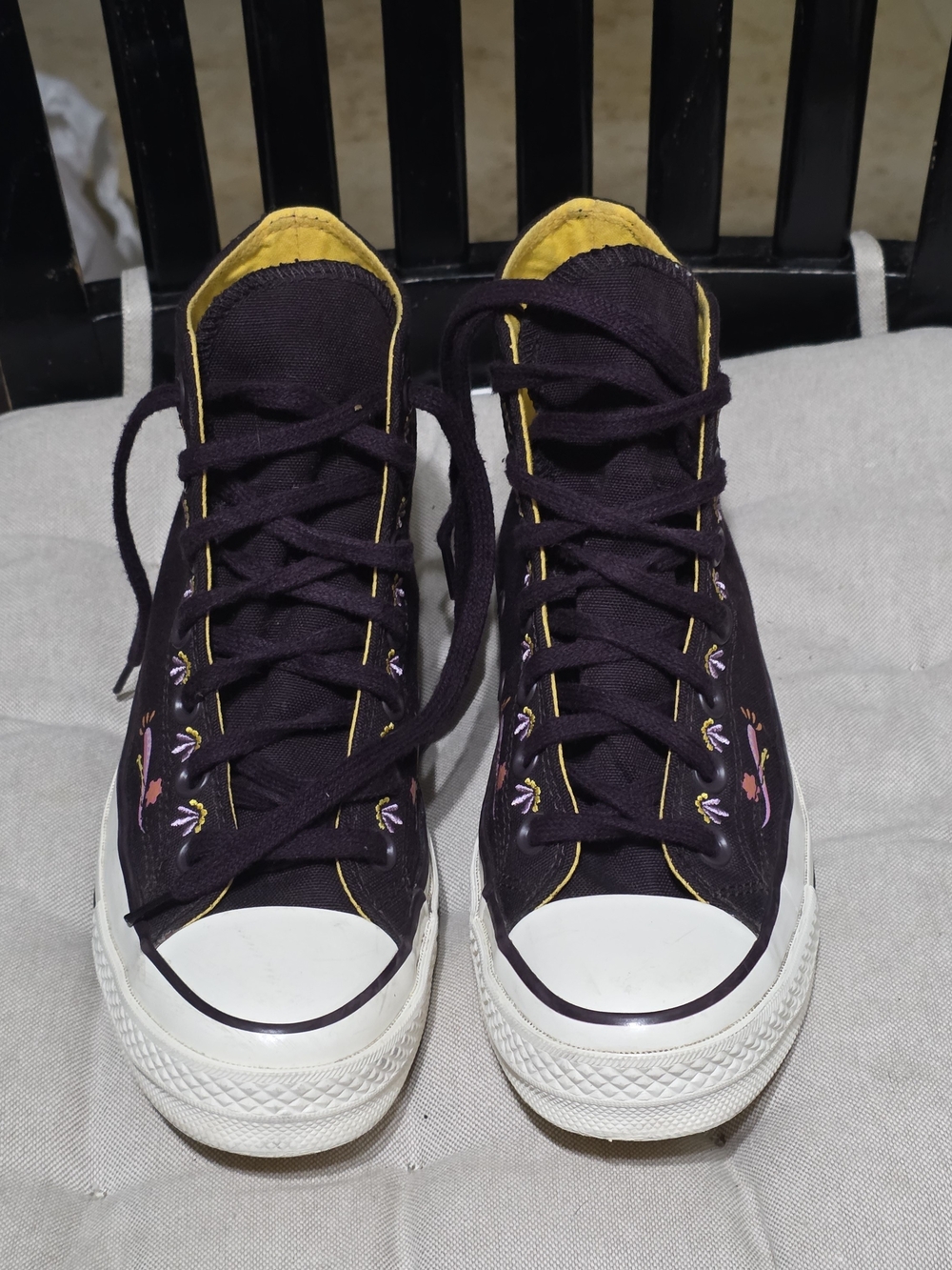 Converse Chunk 70 Hight Top Dia De Muertos Purple Floral Sneakers Women's 6.5 U